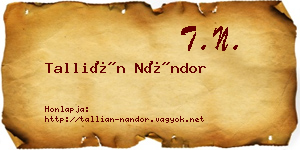 Tallián Nándor névjegykártya